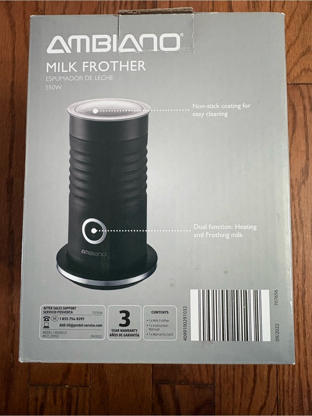Ambiano Electric Milk Frother Hot & Cold Foam Maker Coffee Bar Accessory